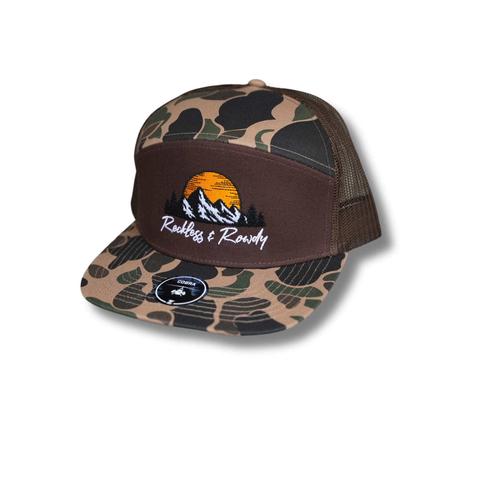 Cobra SnapBack Signature Mountains Camo Brown Reckless and Rowdy